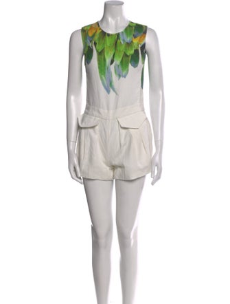 Longchamp Graphic Print Crew Neck Romper