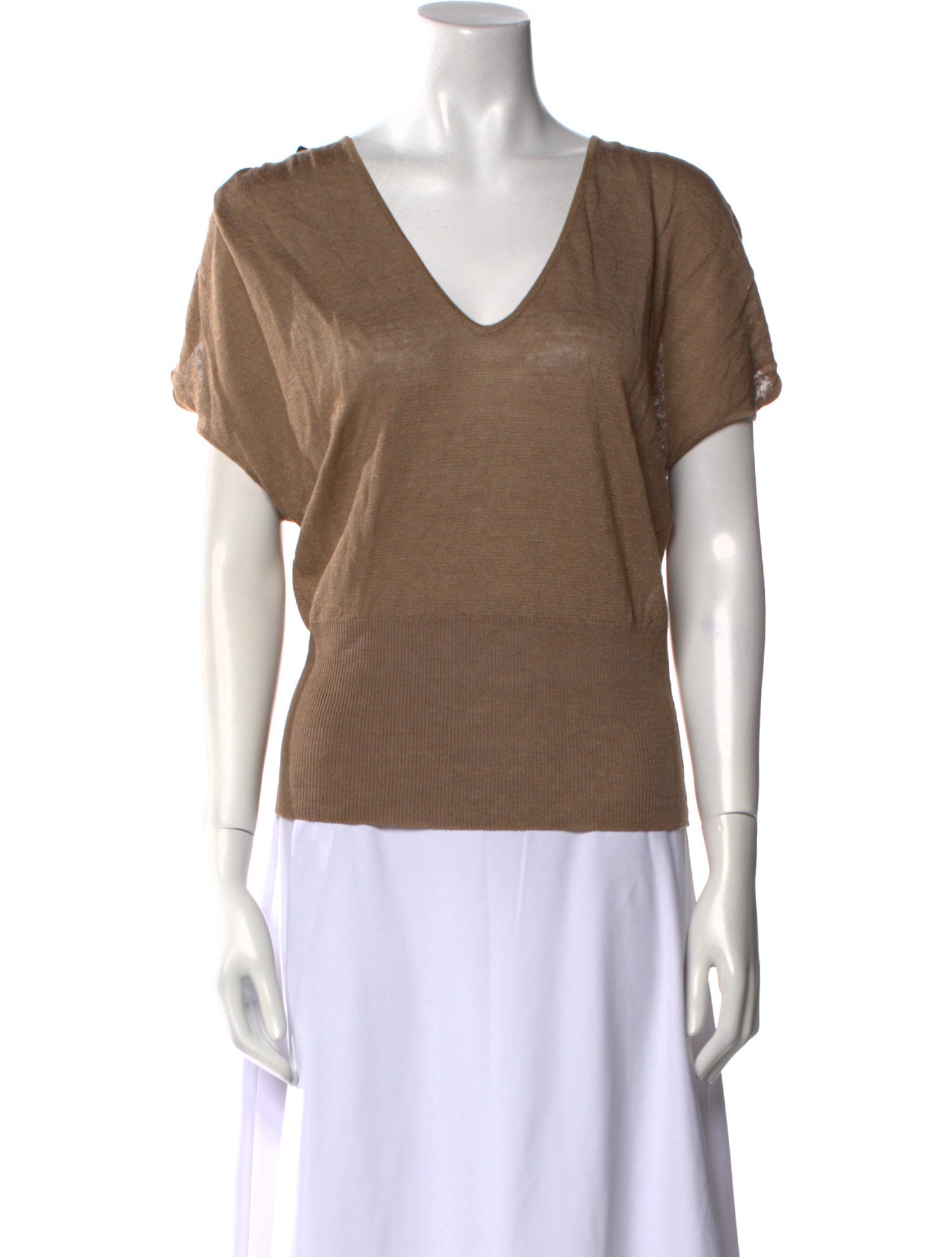 Longchamp Linen V-Neck T-Shirt