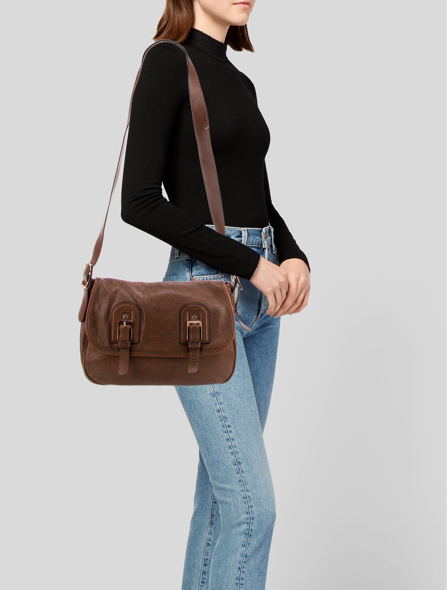 Longchamp Leather Messenger Bag