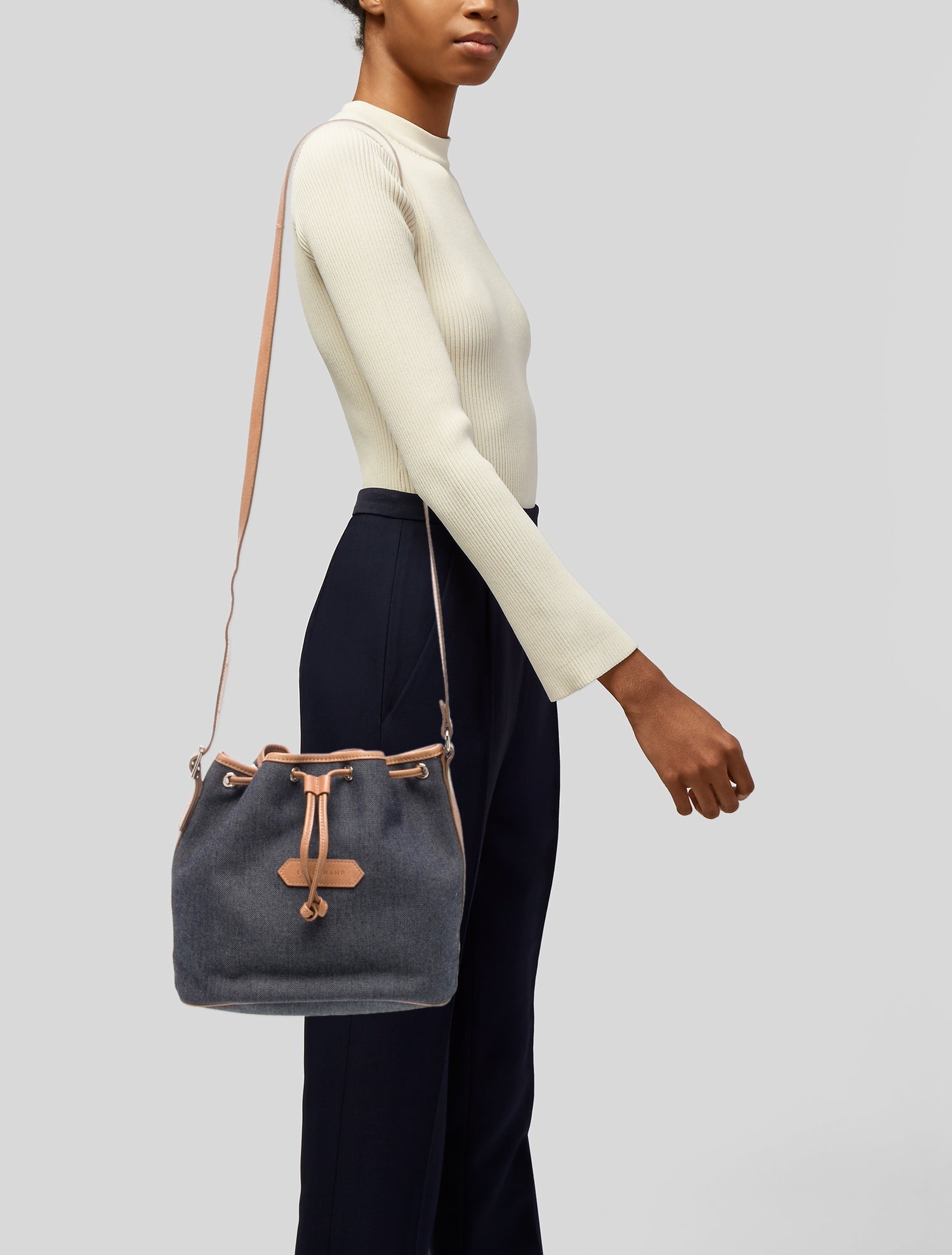 Longchamp Denim Bucket Bag