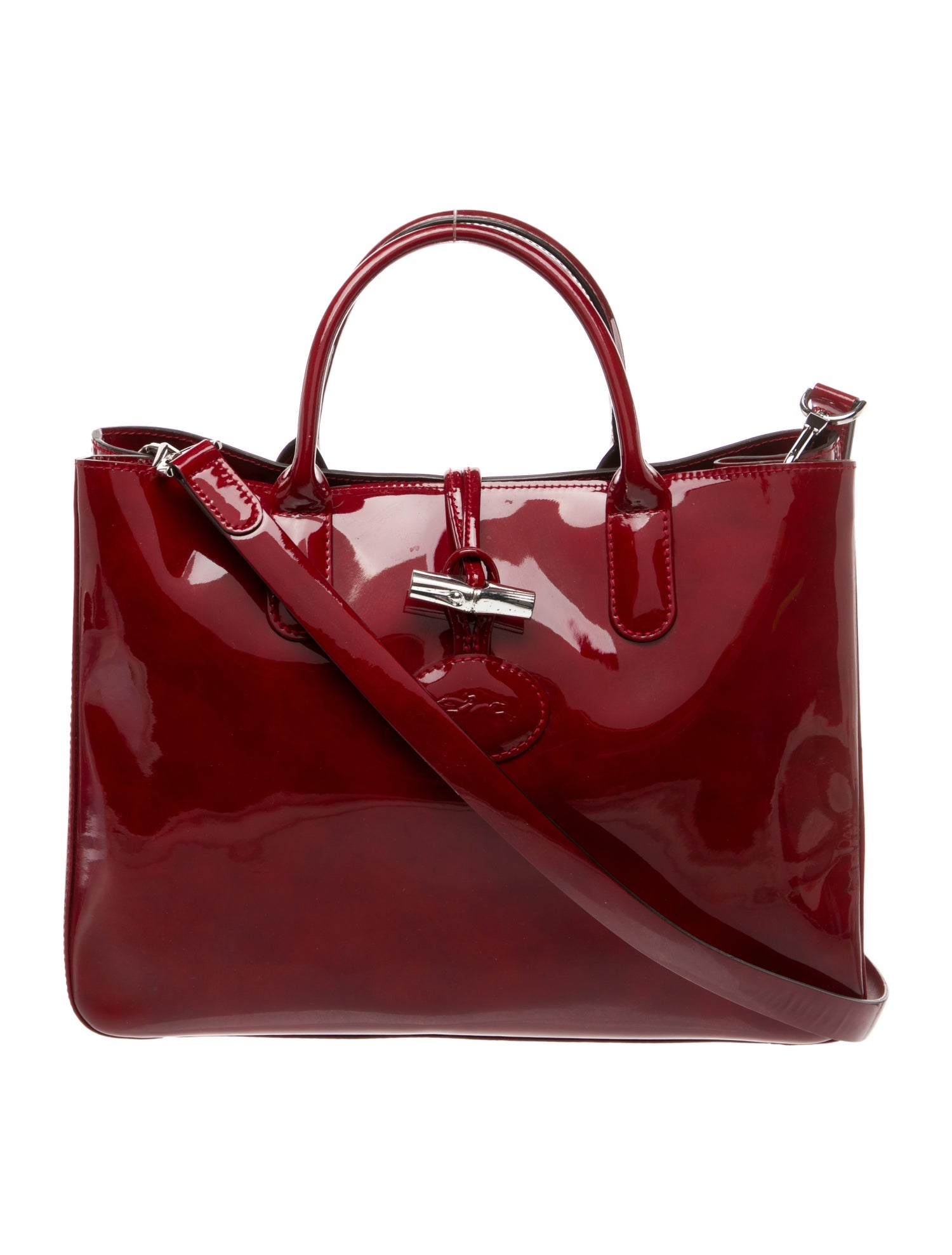 Longchamp Patent Leather Top Handle Bag