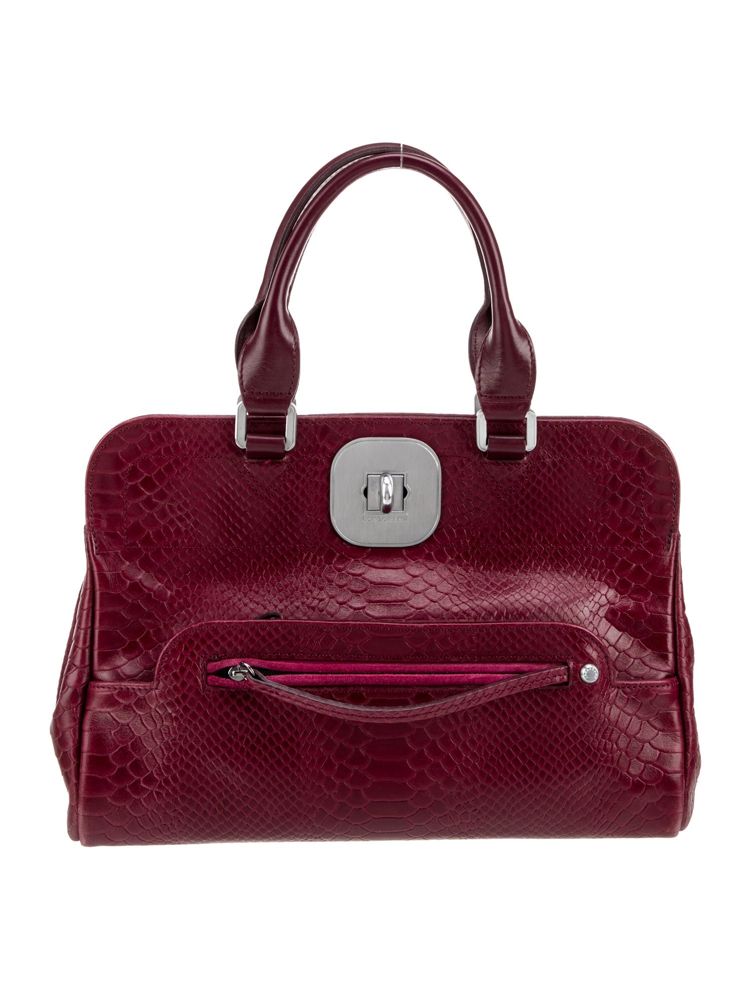 Longchamp Embossed Leather Top Handle Bag
