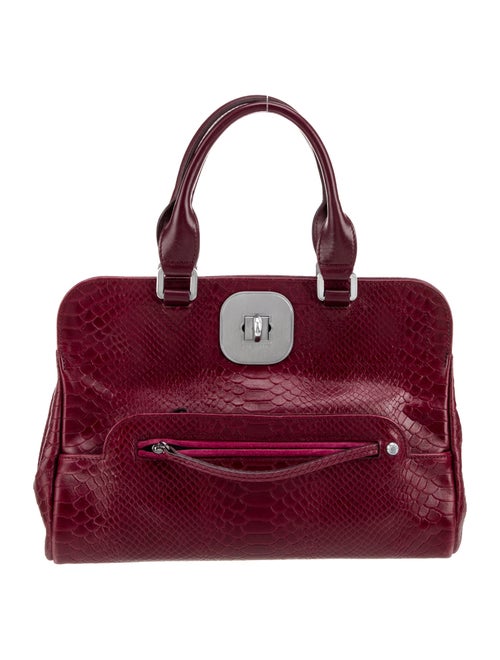 Longchamp Embossed Leather Top Handle Bag
