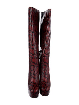 Longchamp Snakeskin Animal Print Boots