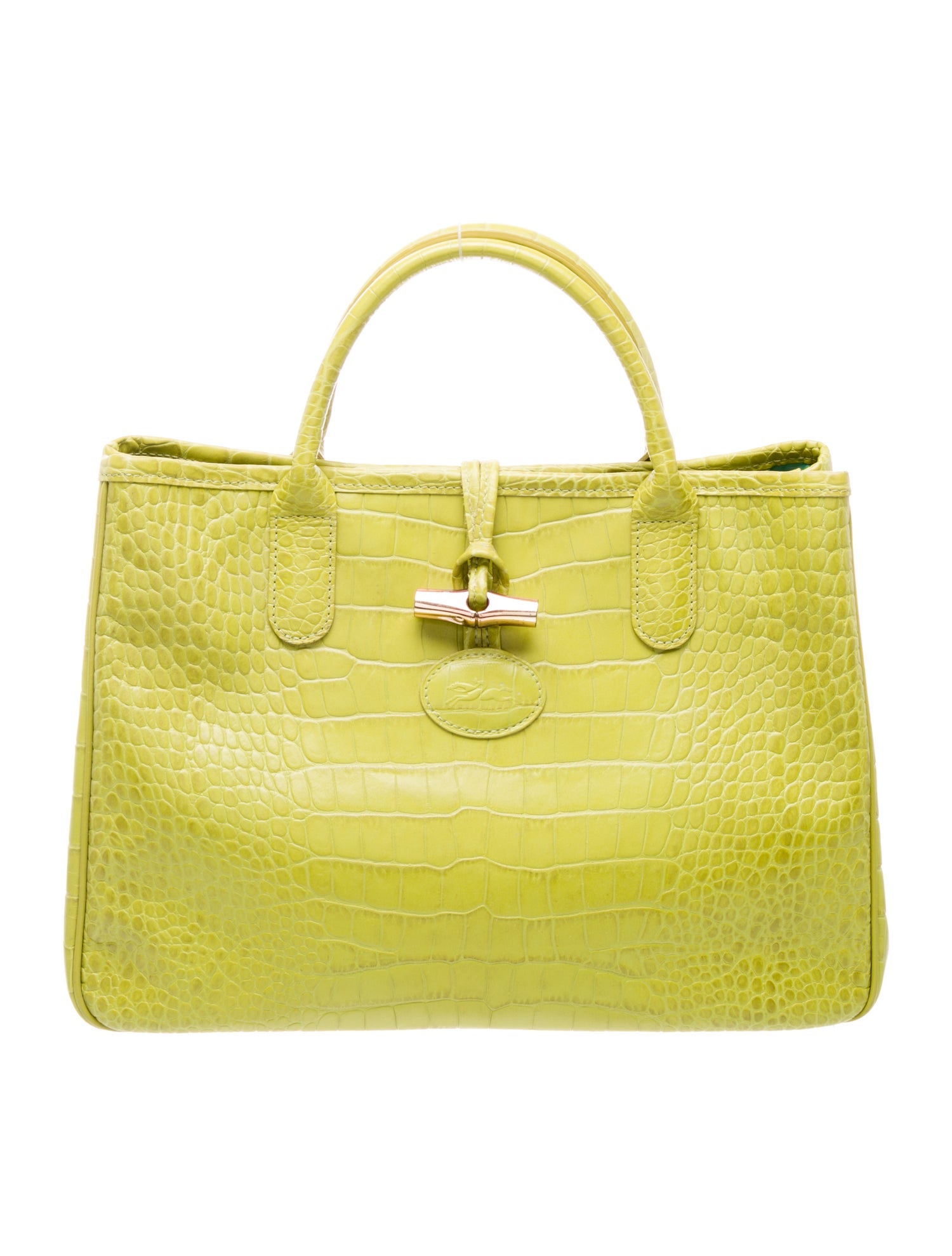 Longchamp Embossed Leather Top Handle Bag