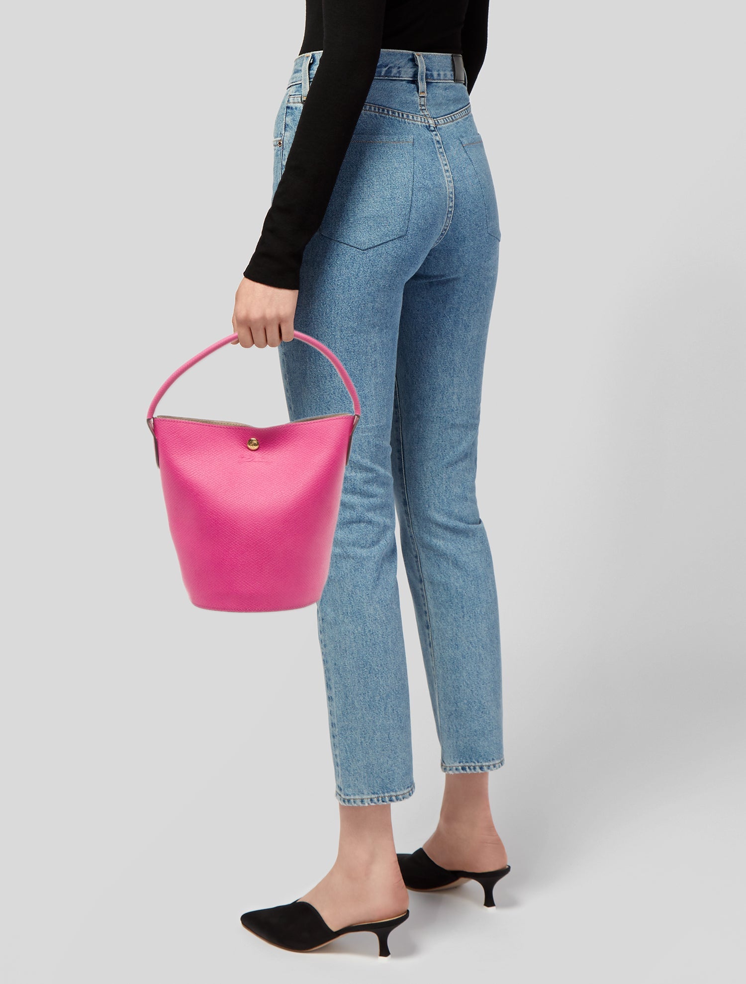 Longchamp Leather Bucket Bag