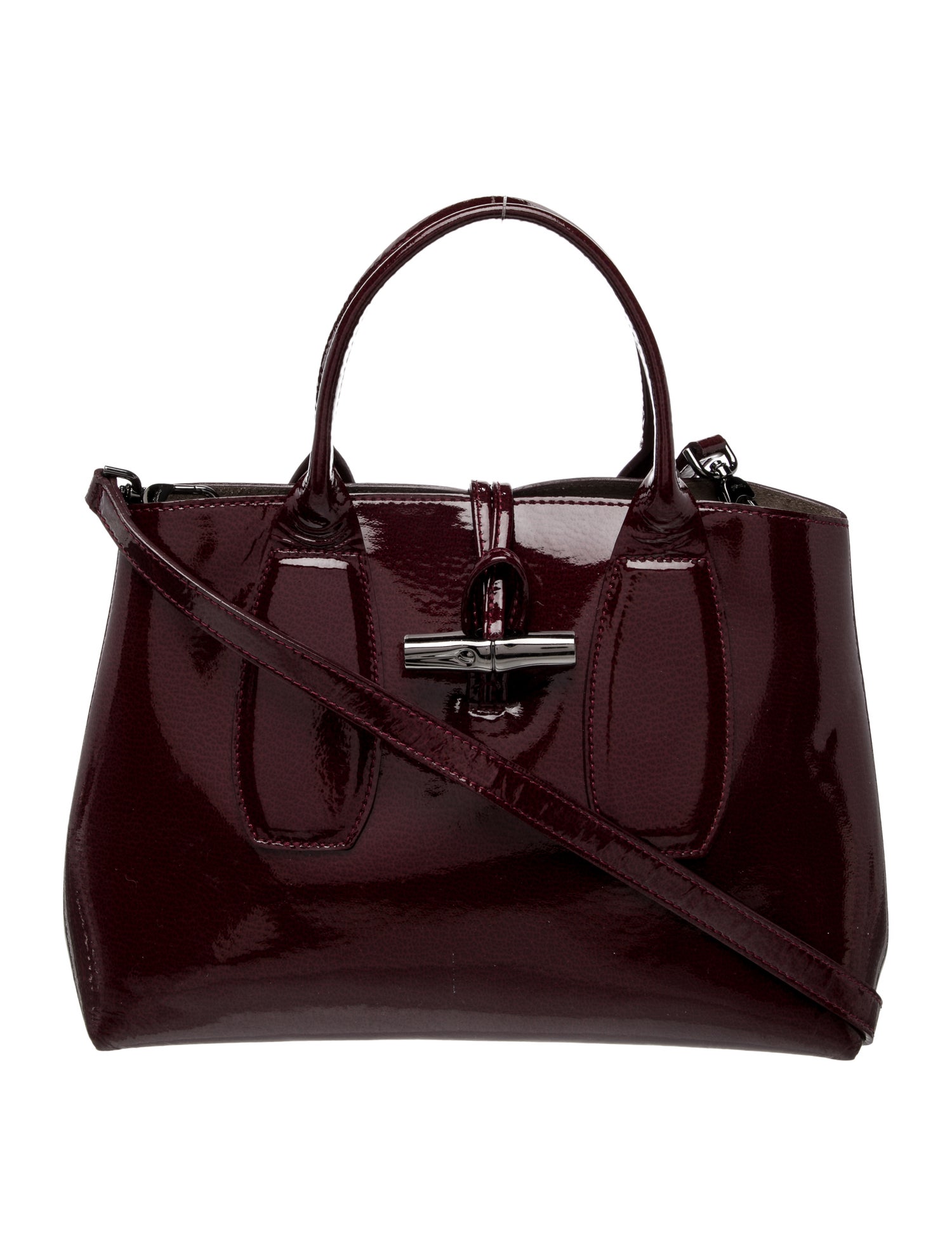 Longchamp Patent Leather Top Handle Bag