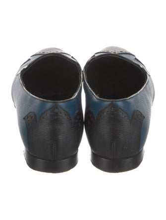 Longchamp Leather Colorblock Pattern Loafers