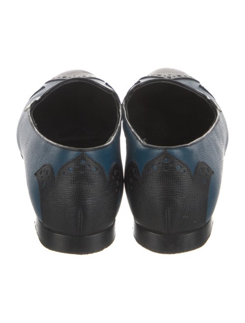 Longchamp Leather Colorblock Pattern Loafers