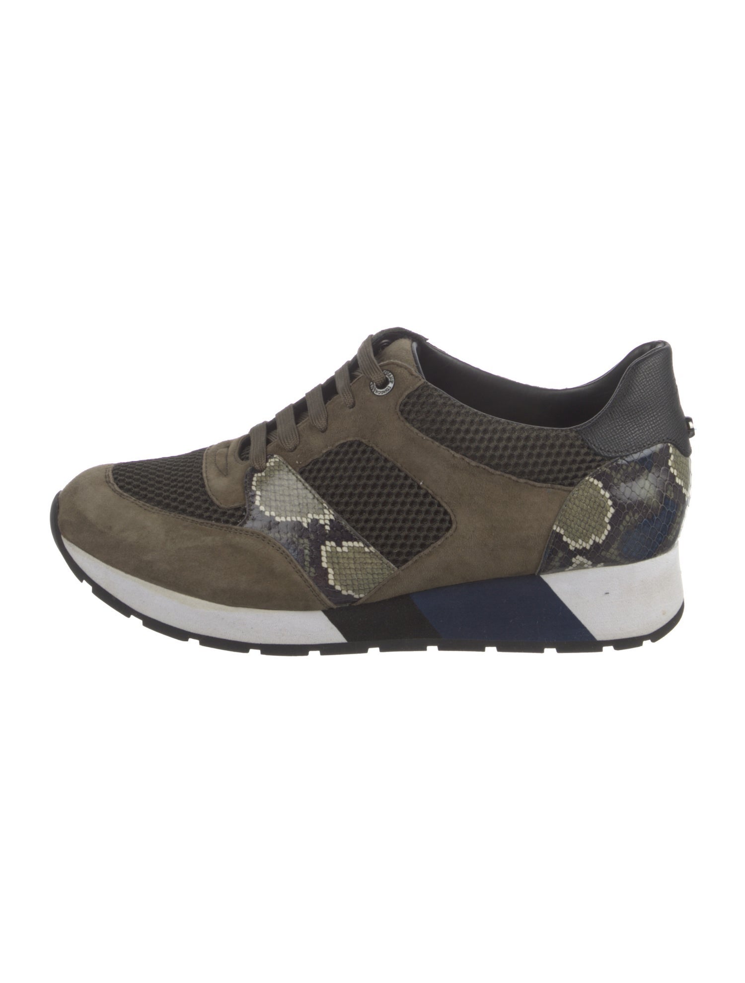 Longchamp Suede Colorblock Pattern Sneakers
