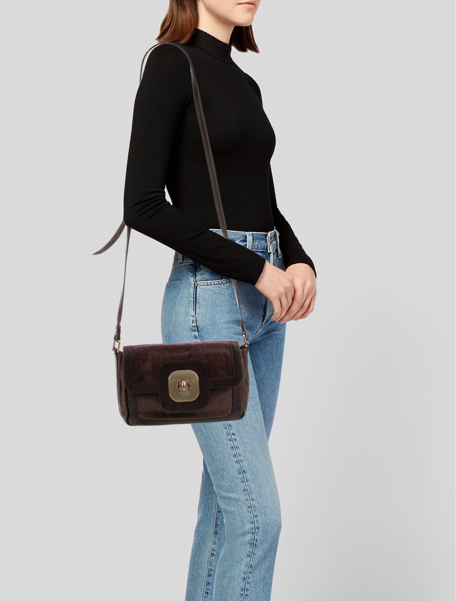 Longchamp Embossed Leather Crossbody Bag