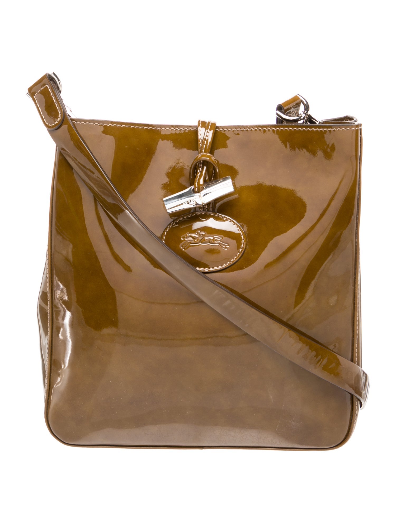 Longchamp Patent Leather Messenger Bag Vintage