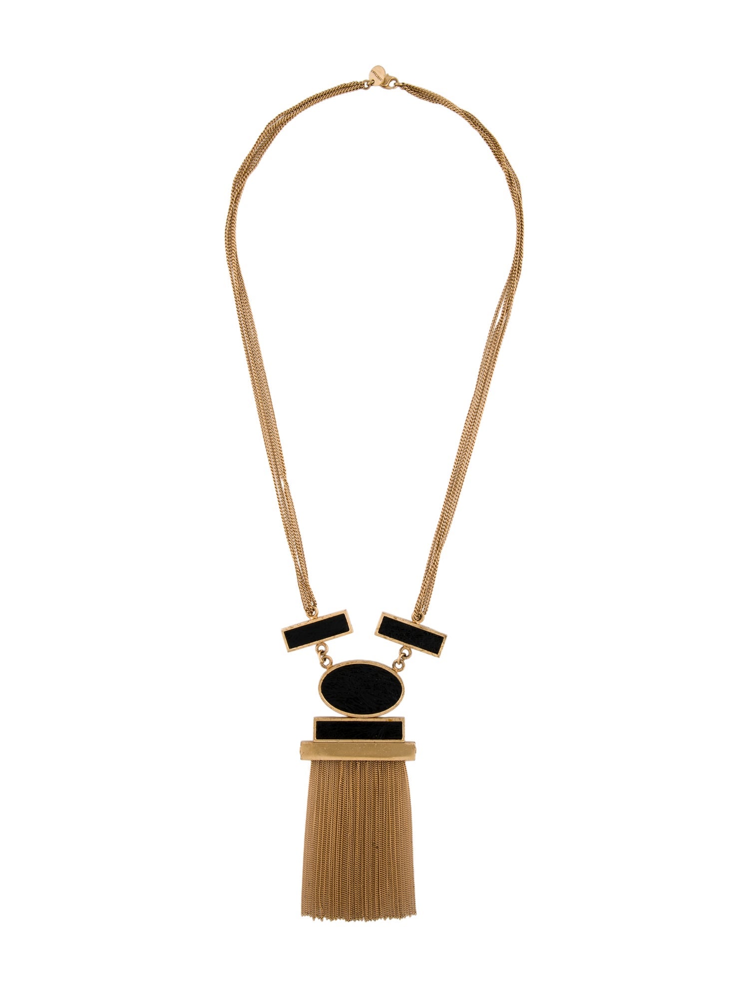 Longchamp Leather Inlay Tassel Pendant Necklace
