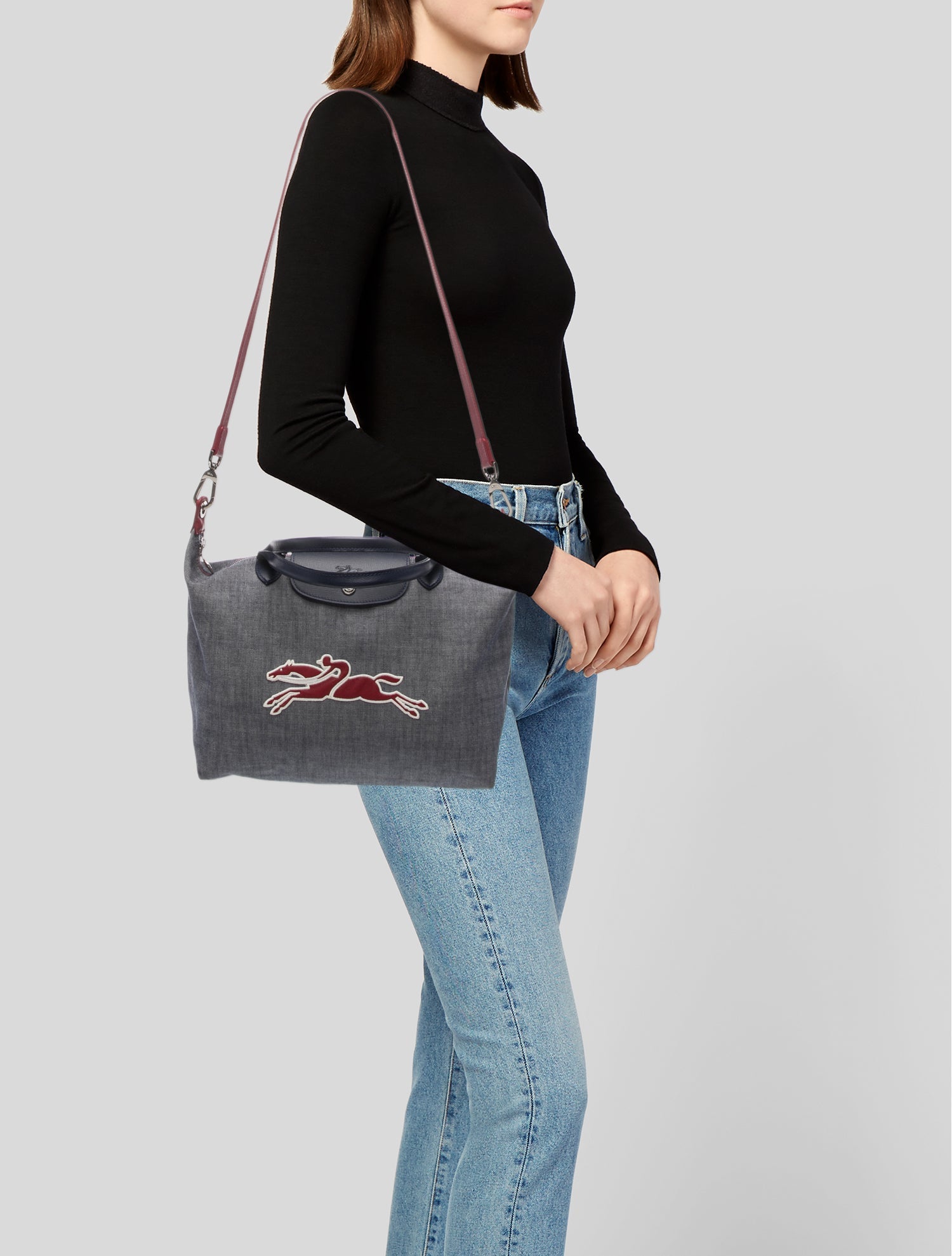 Longchamp Denim Top Handle Bag