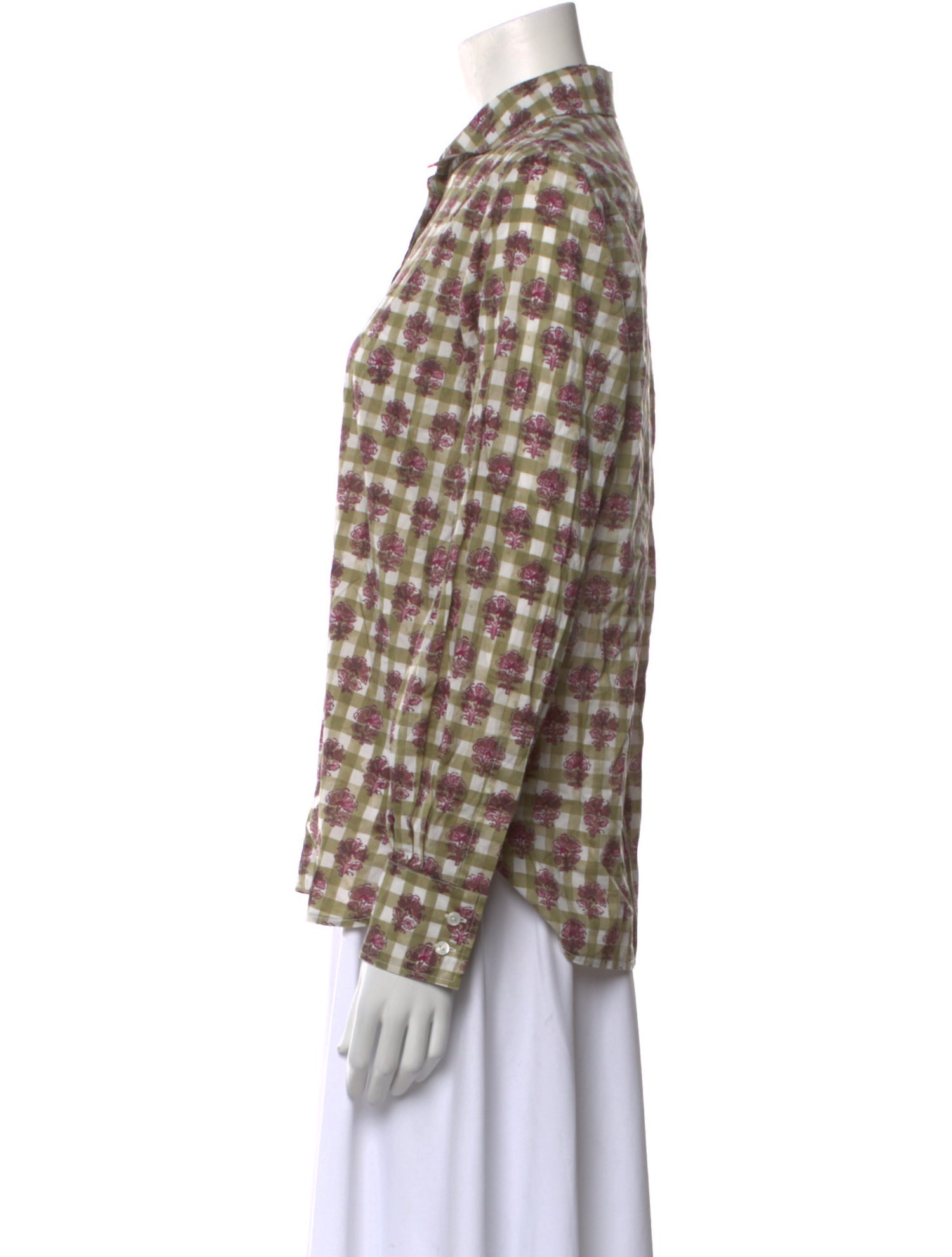 Longchamp Printed Long Sleeve Button-Up Top