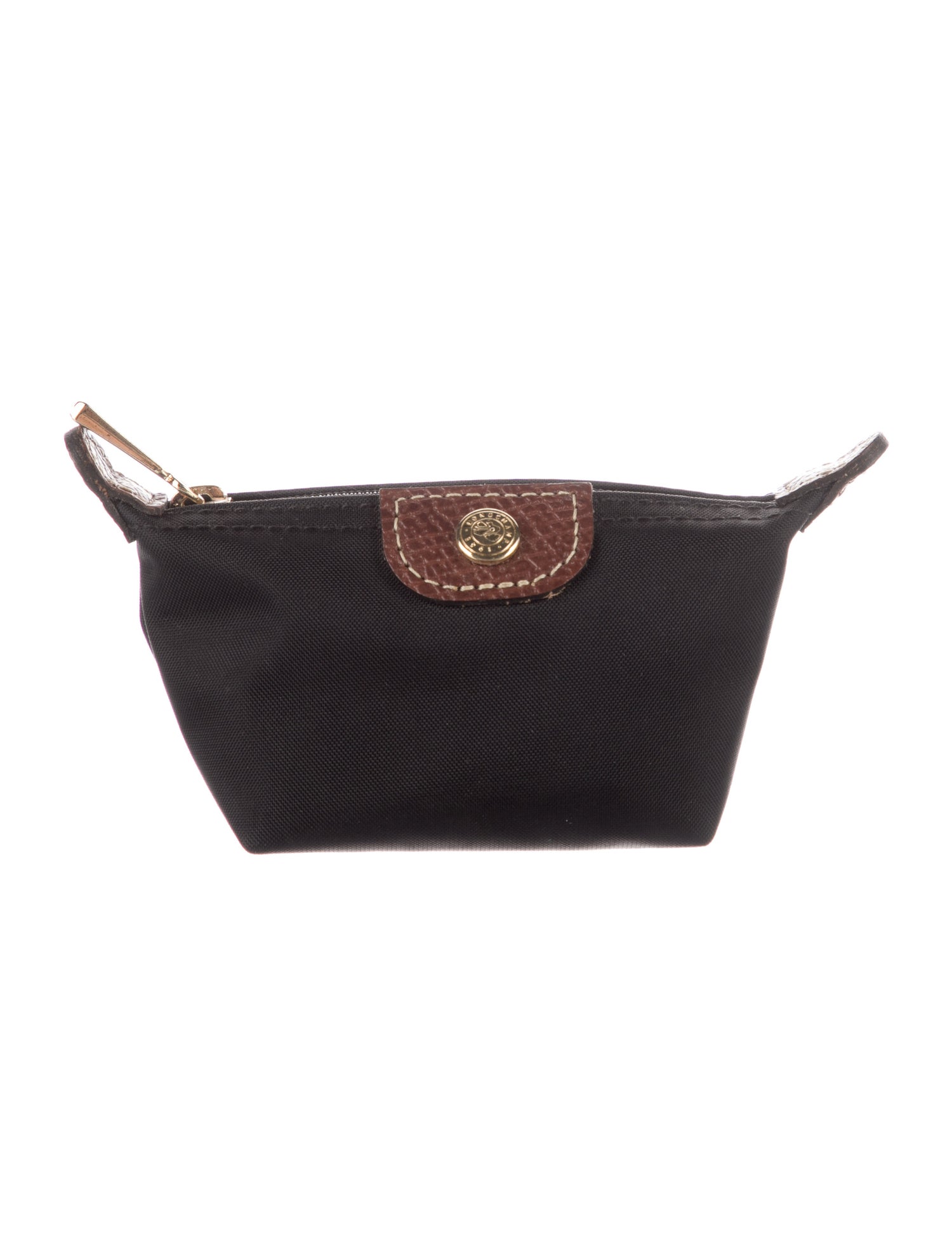 Longchamp Black Nylon Leather Trim Mini Coin Bag