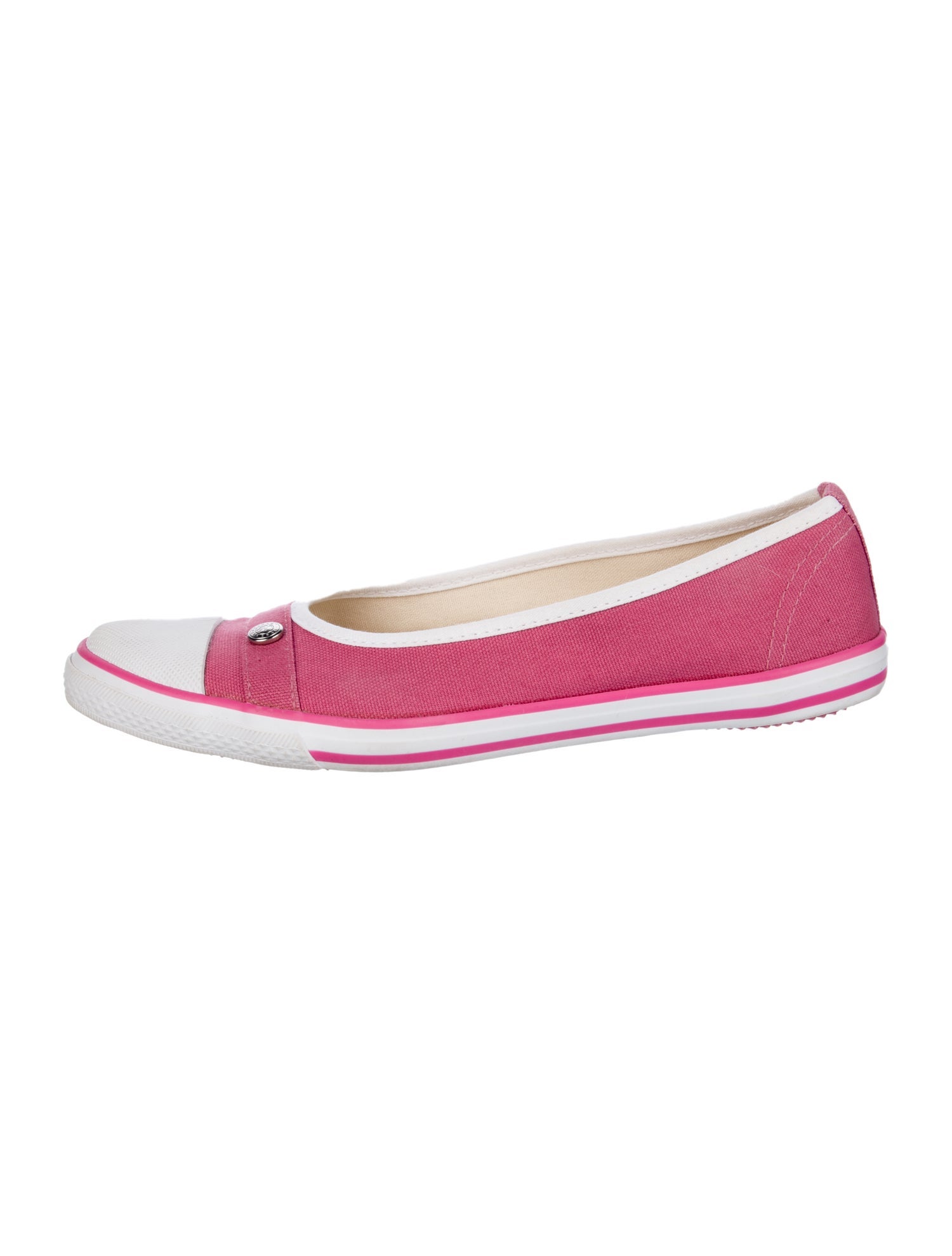 Longchamp Canvas Colorblock Pattern Ballet Flats