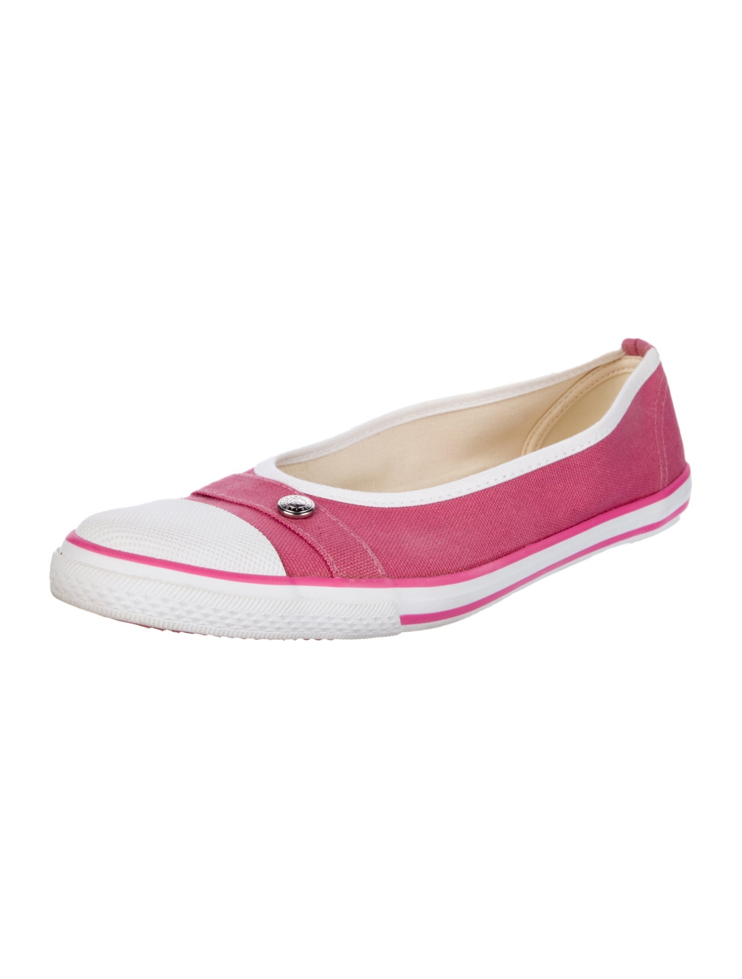 Longchamp Canvas Colorblock Pattern Ballet Flats