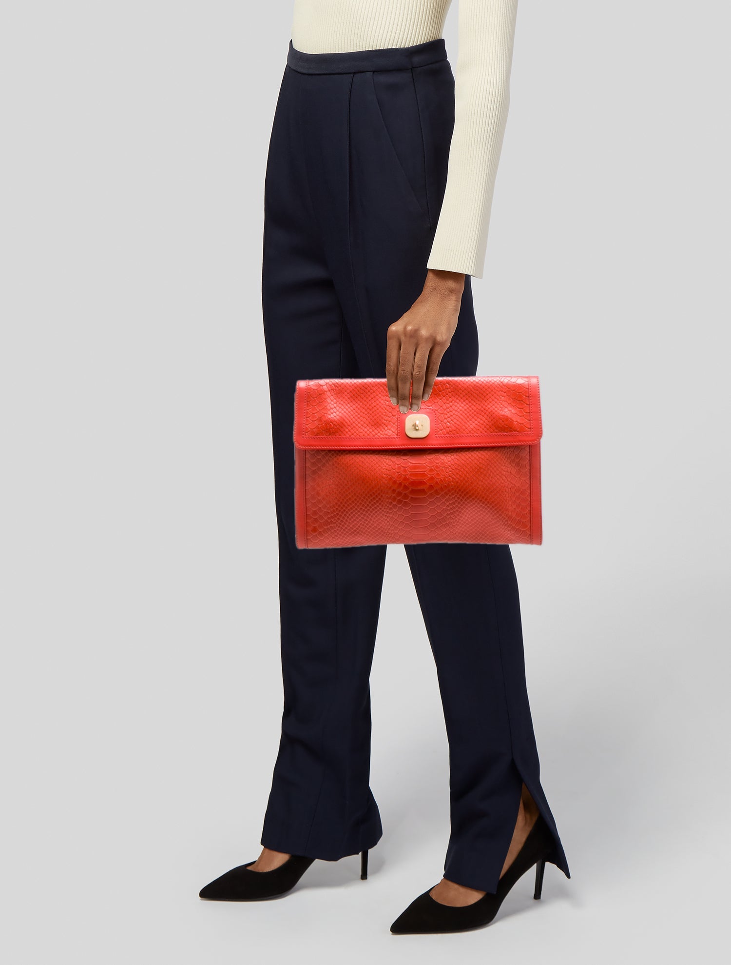 Longchamp Embossed Leather Portfolio