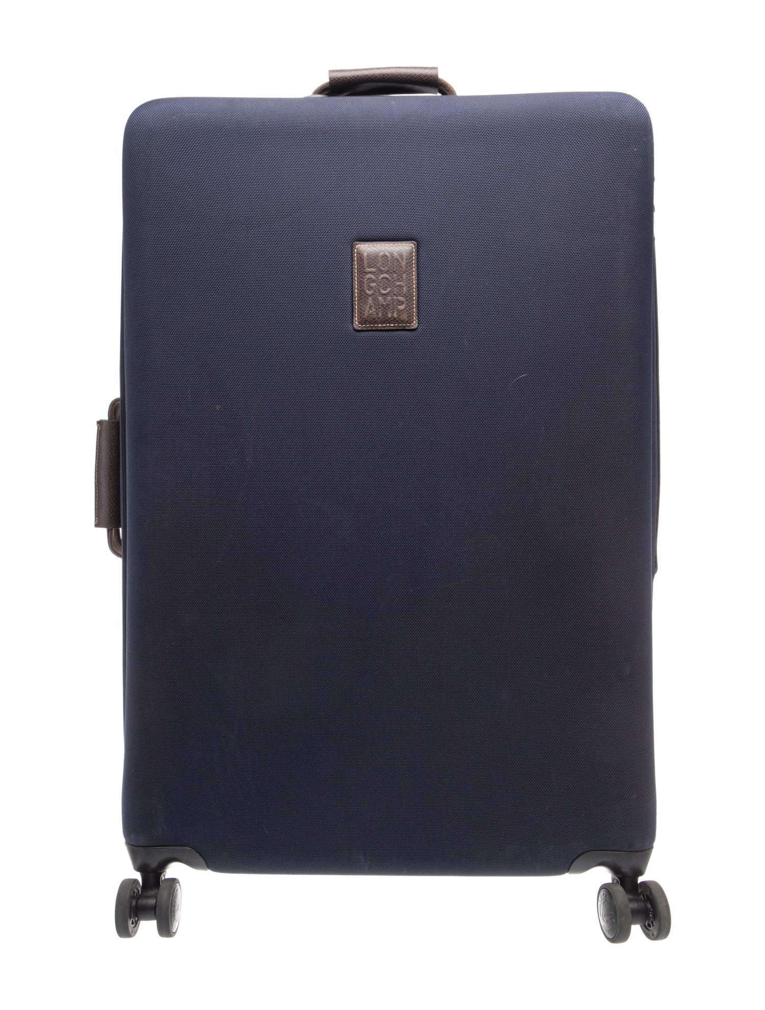 Longchamp Leather Trim Canvas Suitcase