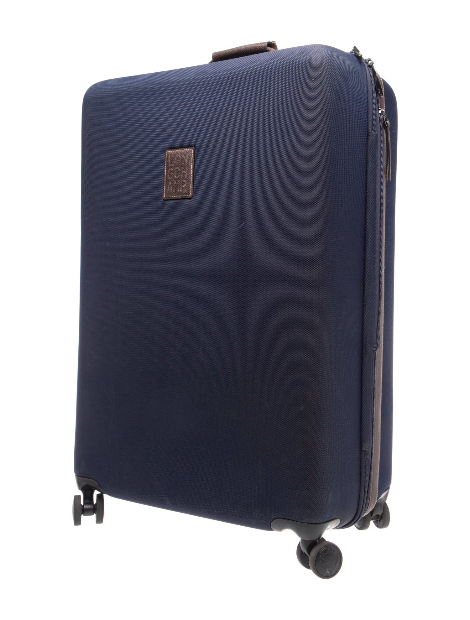 Longchamp Leather Trim Canvas Suitcase