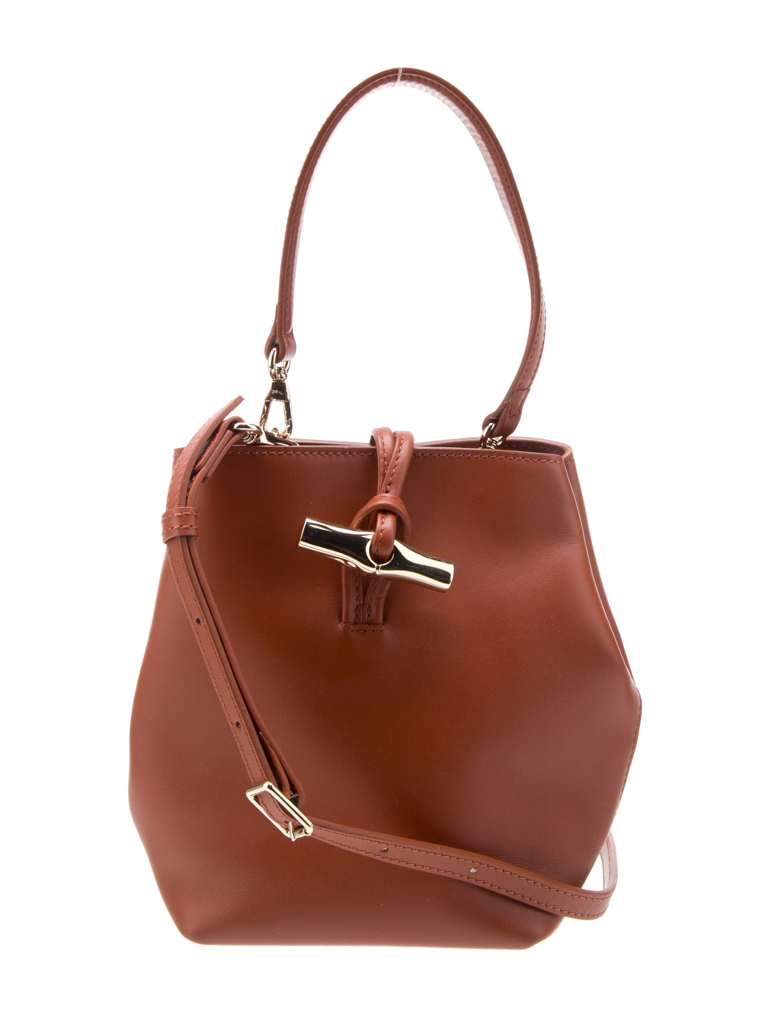 Longchamp Leather Le Roseau Bucket Bag XS