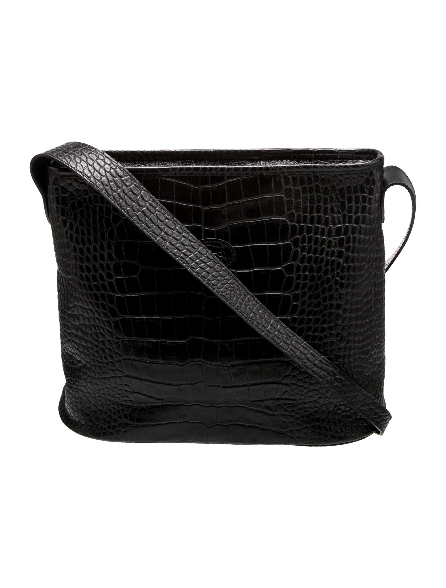 Longchamp Embossed Leather Messenger Bag