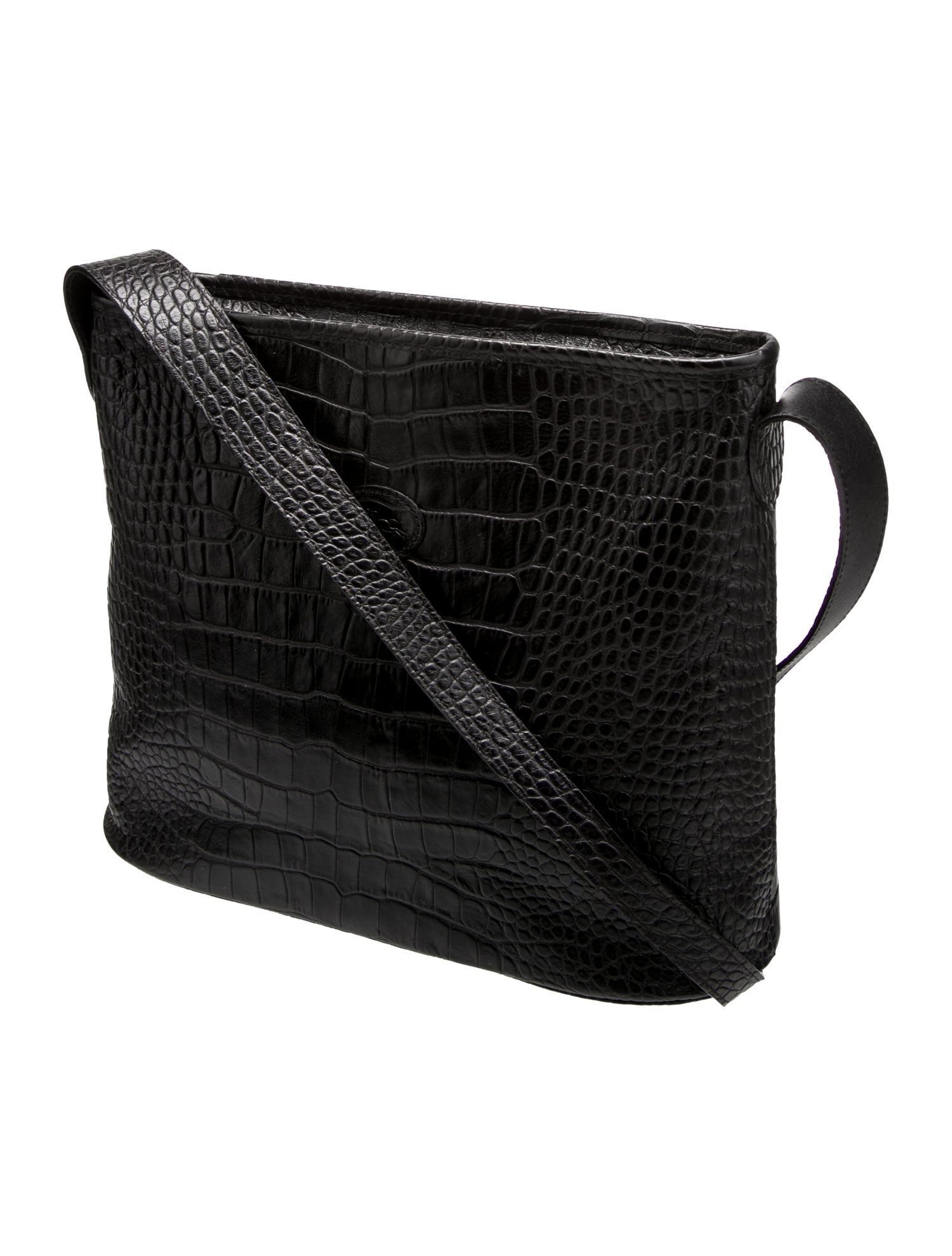 Longchamp Embossed Leather Messenger Bag