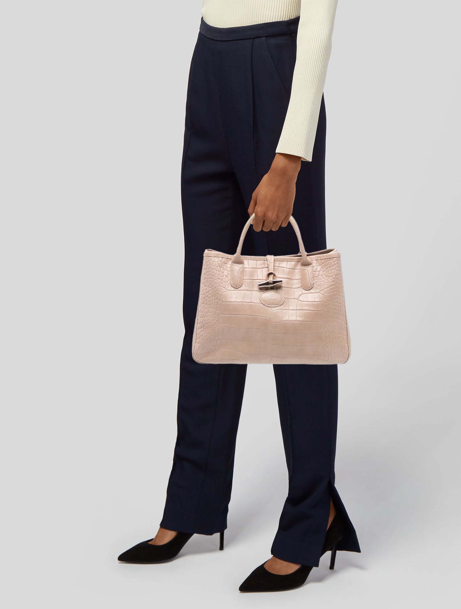 Longchamp Embossed Leather Roseau