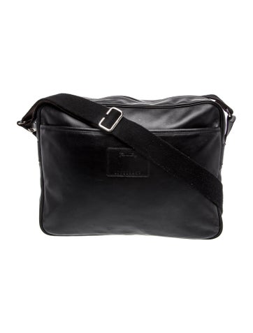 Pre-owned Longchamp Leather Messenger Bag In Black