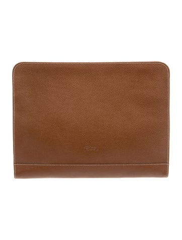 Pre-owned Longchamp Leather Portfolio In Brown