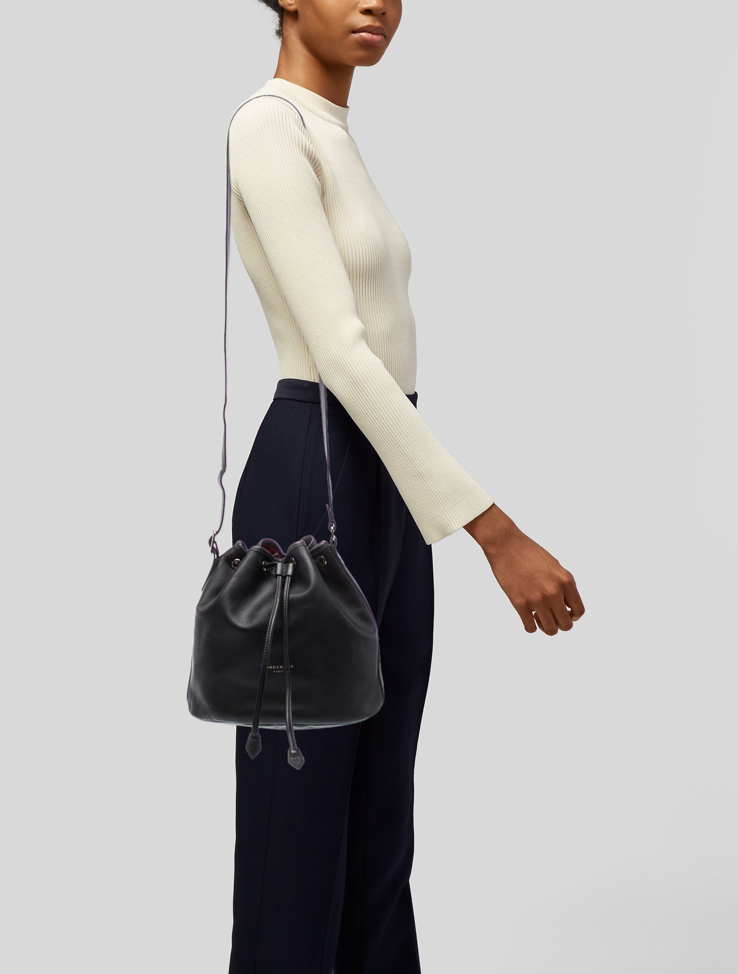 Longchamp Leather Bucket Bag