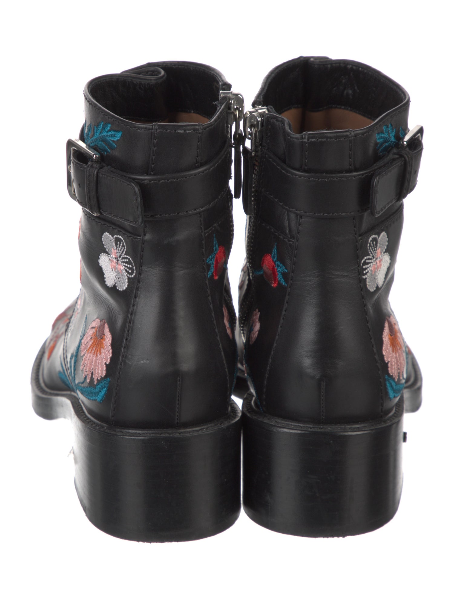 Laurence Dacade Leather Floral Print Combat Boots