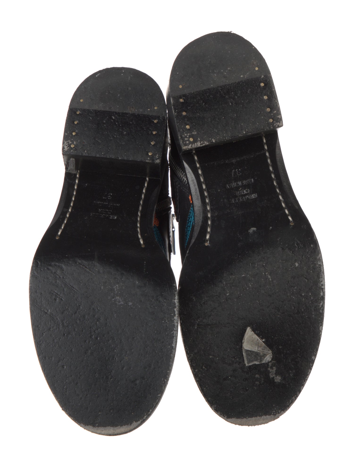 Laurence Dacade Leather Floral Print Combat Boots