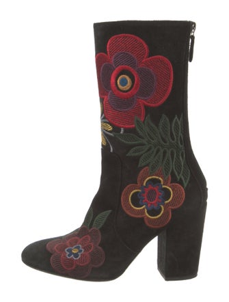 Laurence Dacade Suede Floral Print Sock Boots