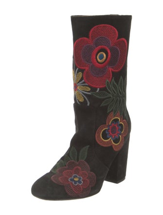 Laurence Dacade Suede Floral Print Sock Boots