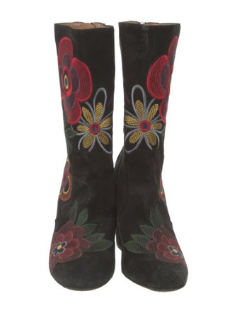 Laurence Dacade Suede Floral Print Sock Boots