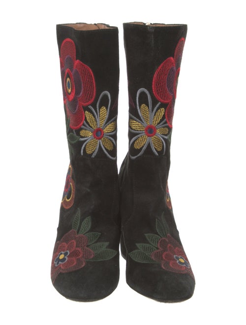 Laurence Dacade Suede Floral Print Sock Boots
