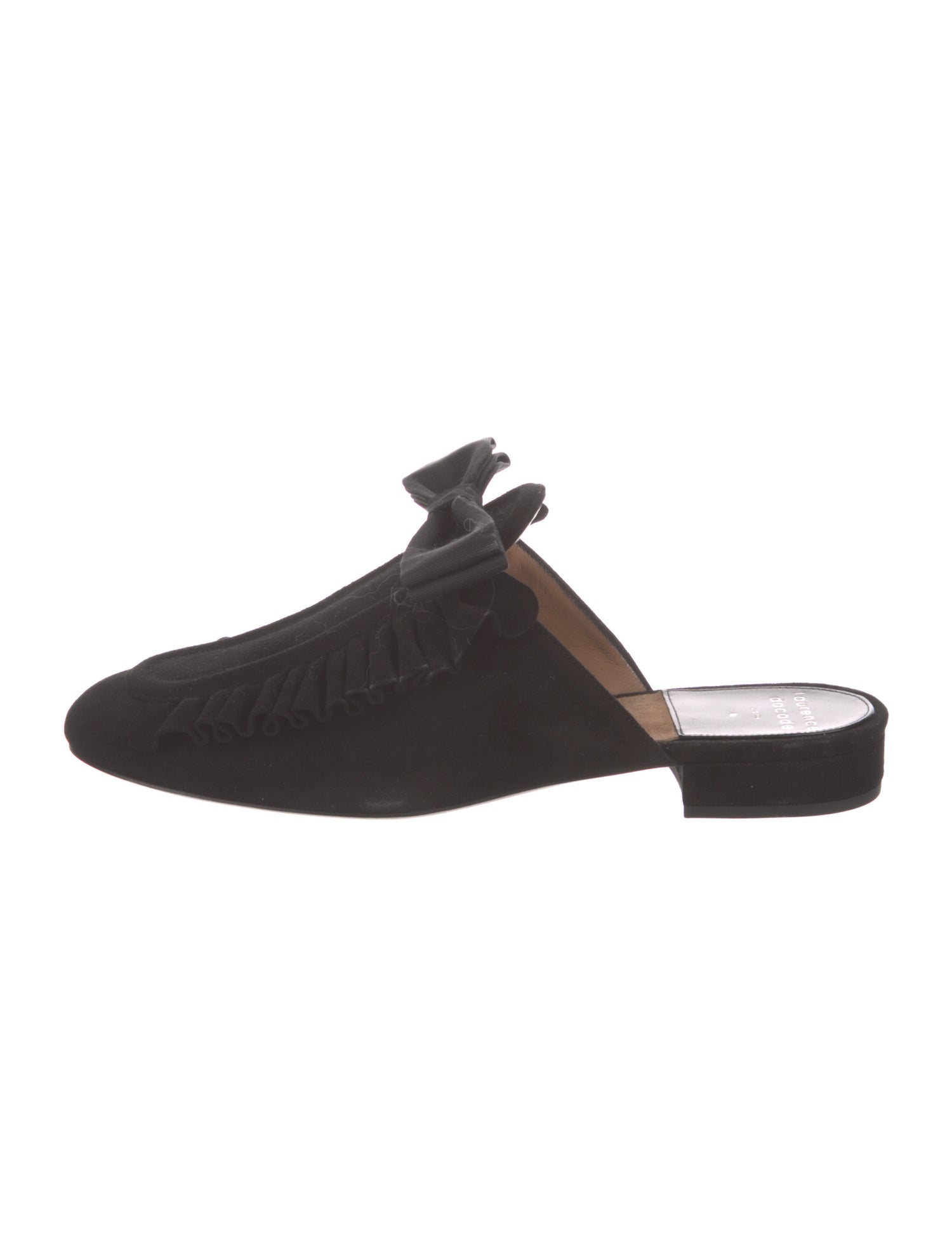 Laurence Dacade Suede Ruffle Embellishment Mules