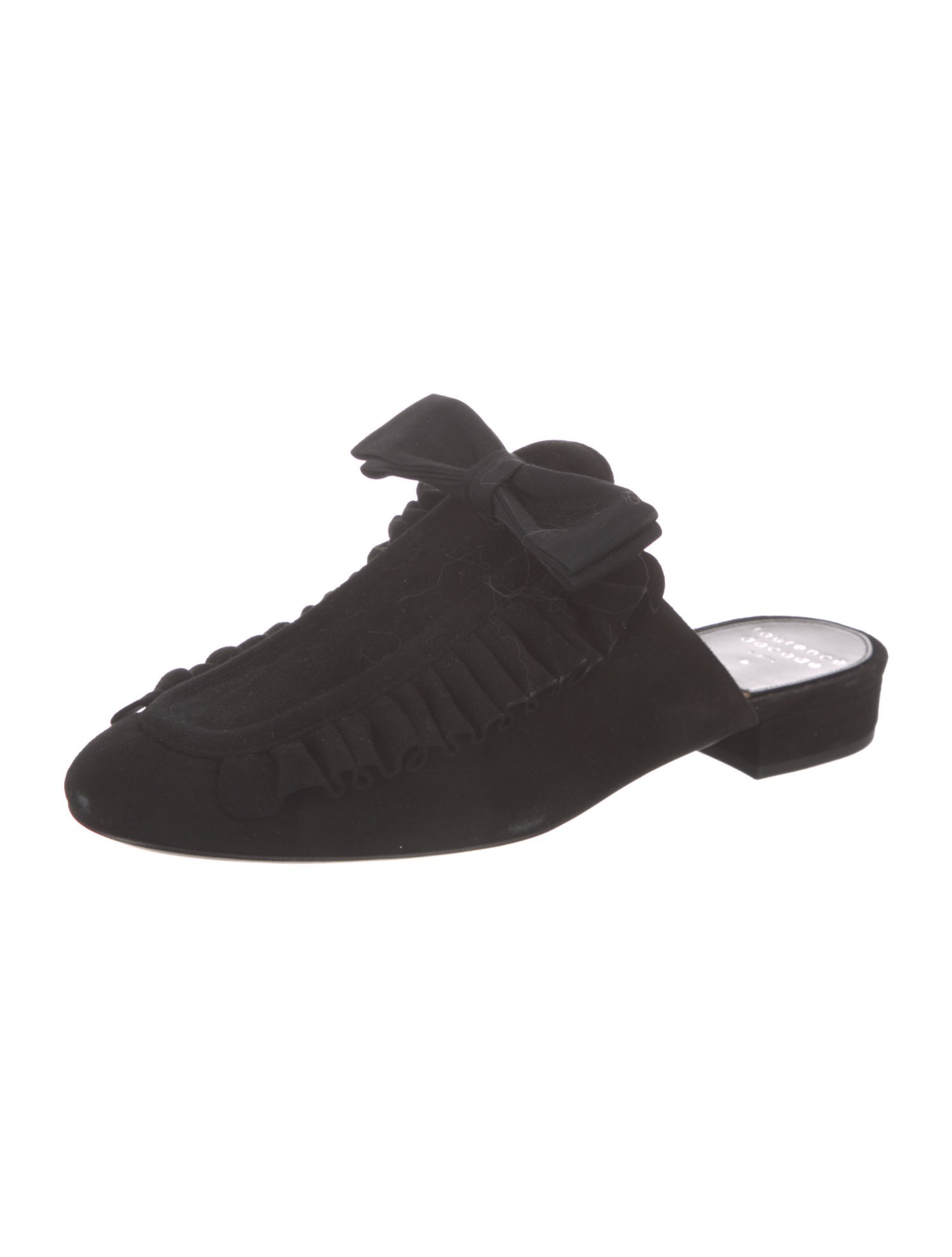 Laurence Dacade Suede Ruffle Embellishment Mules