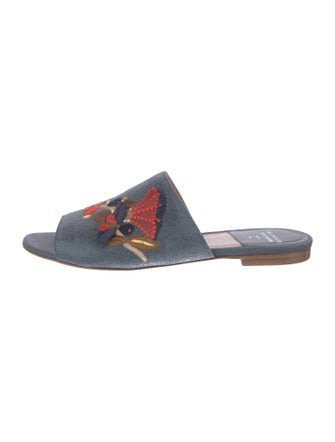 Laurence Dacade Suede Floral Print Slides