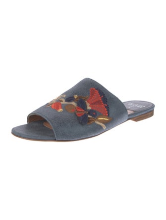 Laurence Dacade Suede Floral Print Slides