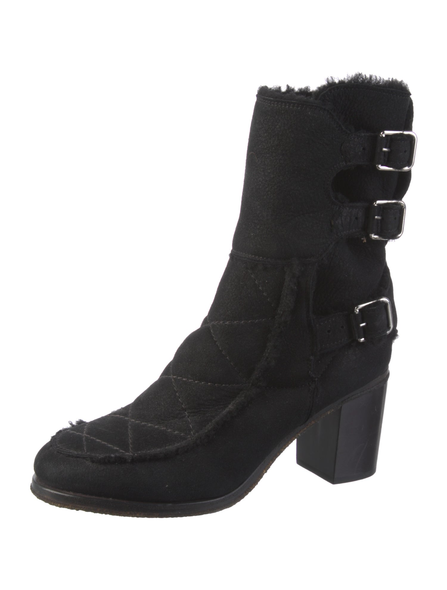 Laurence Dacade Suede Fur Trim Moto Boots