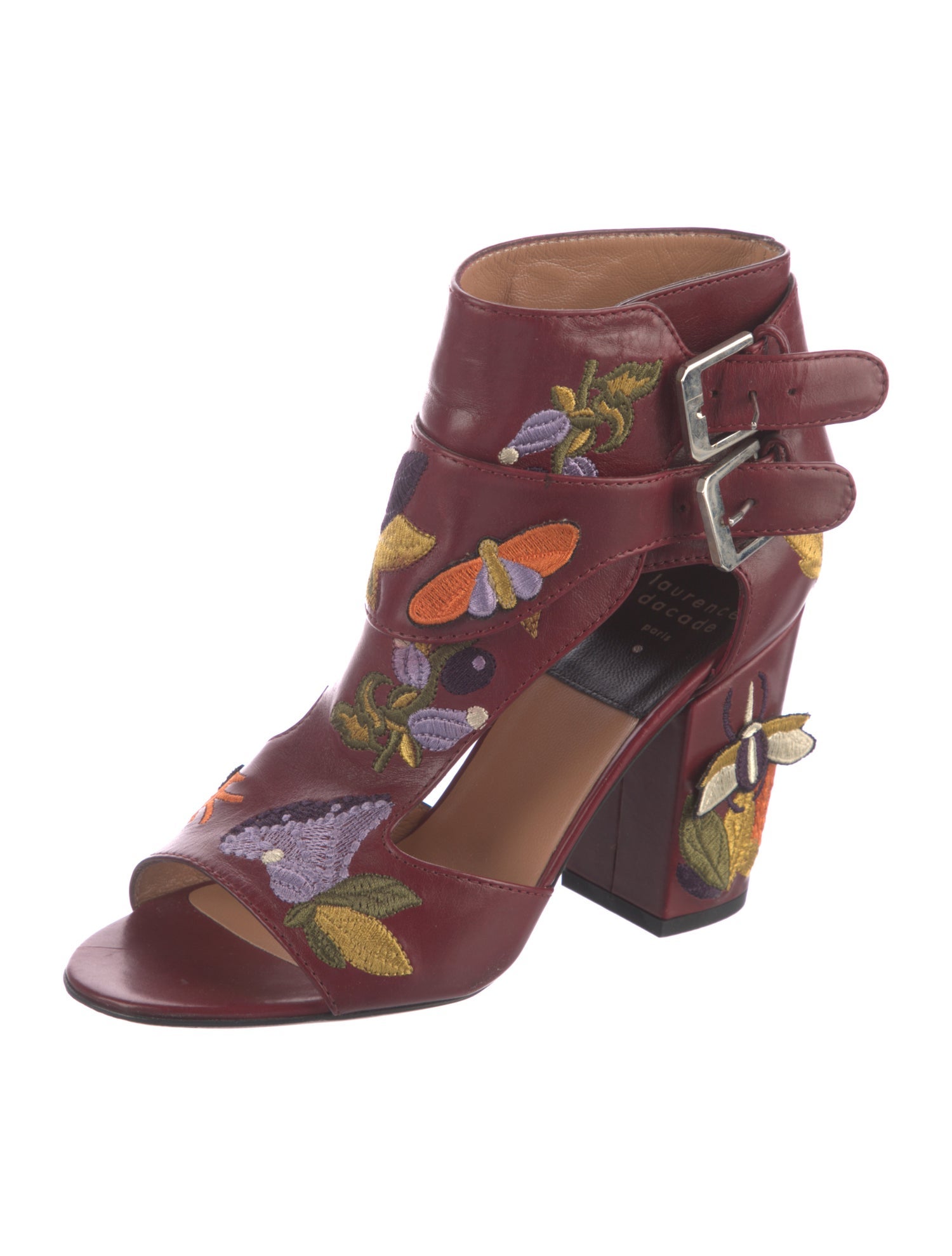 Laurence Dacade Leather Floral Print D'Orsay Pumps