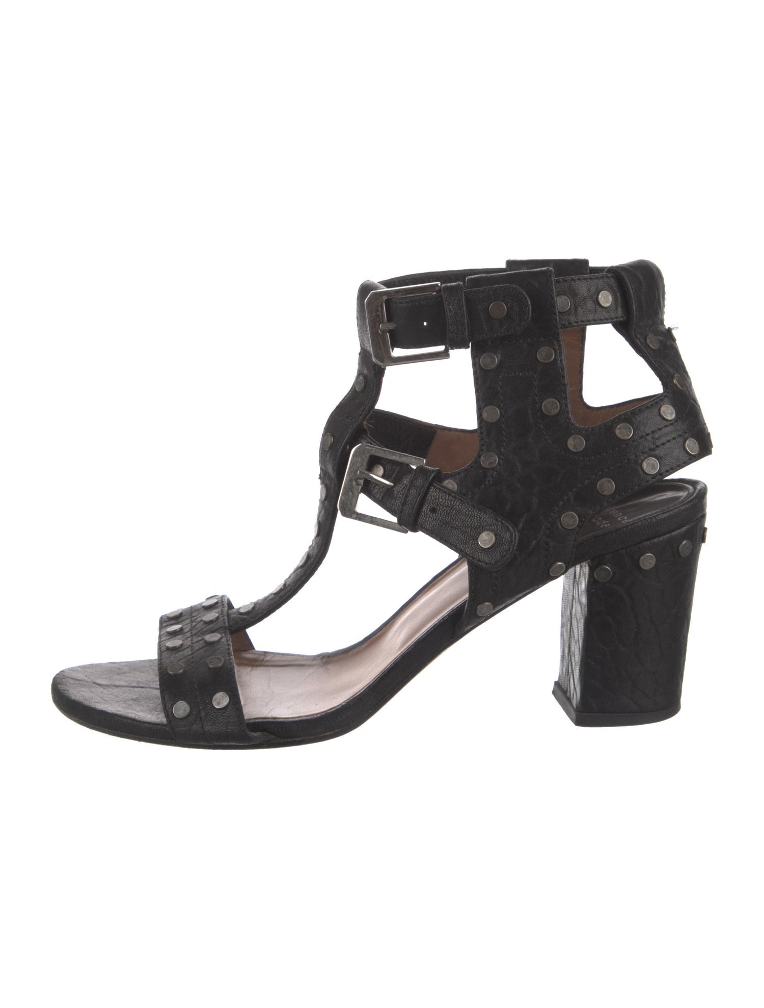 Laurence Dacade Leather Studded Accents T-Strap Sandals