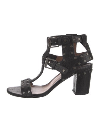 Laurence Dacade Leather Studded Accents T-Strap Sandals