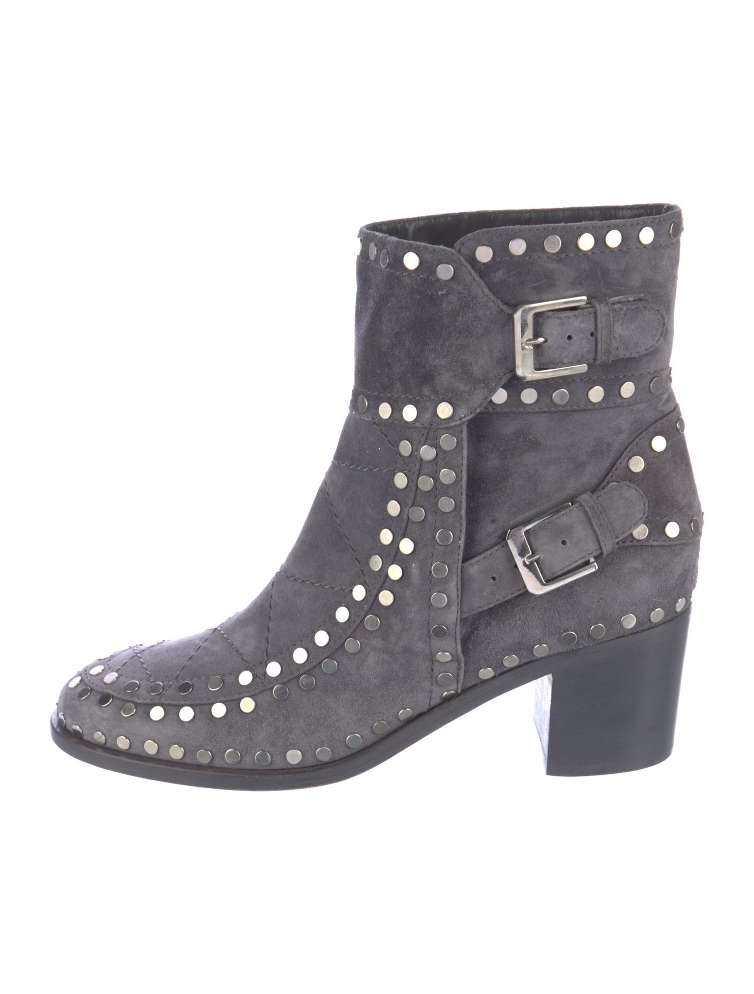 Laurence Dacade Suede Studded Accents Moto Boots