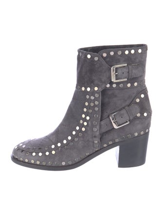 Laurence Dacade Suede Studded Accents Moto Boots