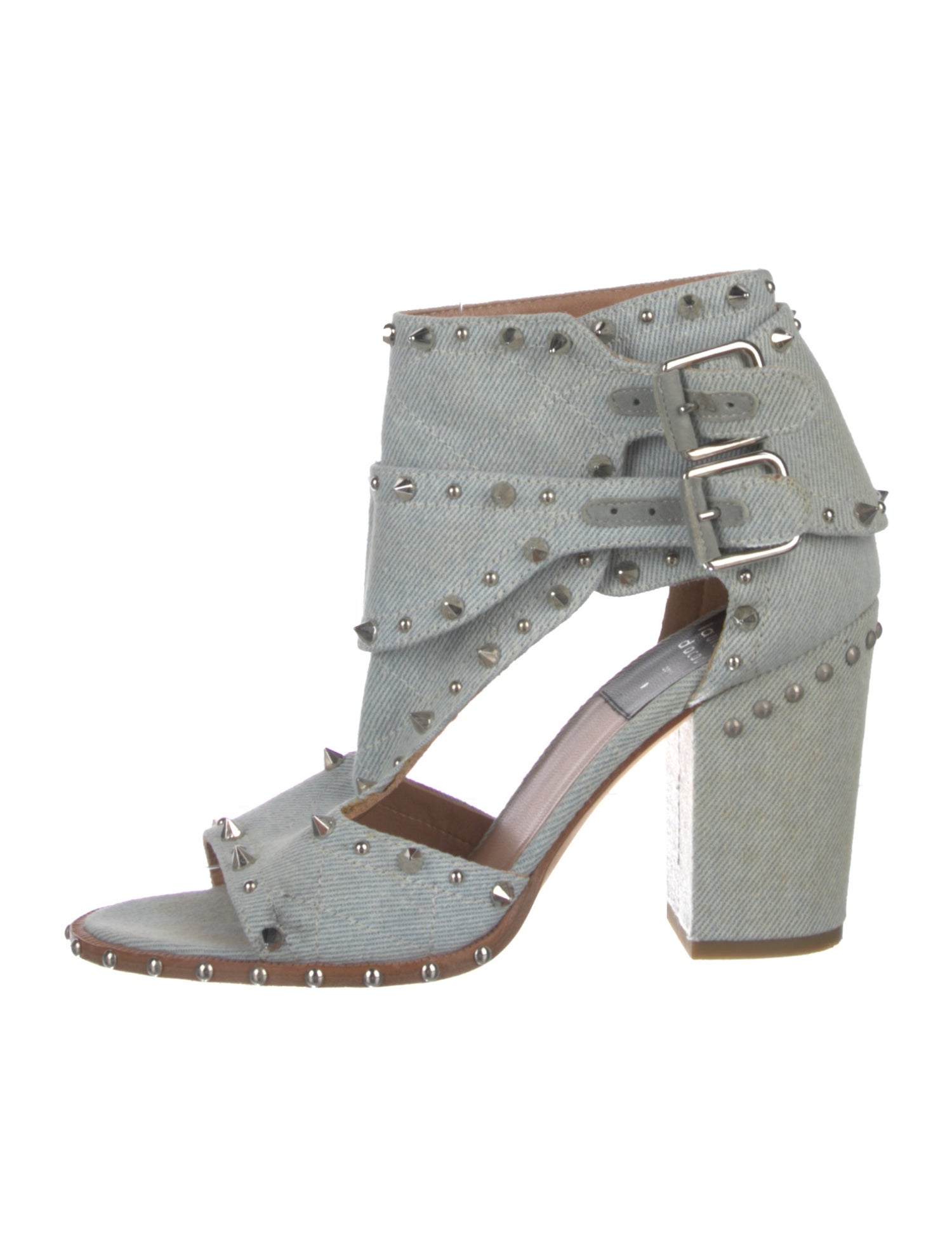 Laurence Dacade Denim Studded Accents Gladiator Sandals