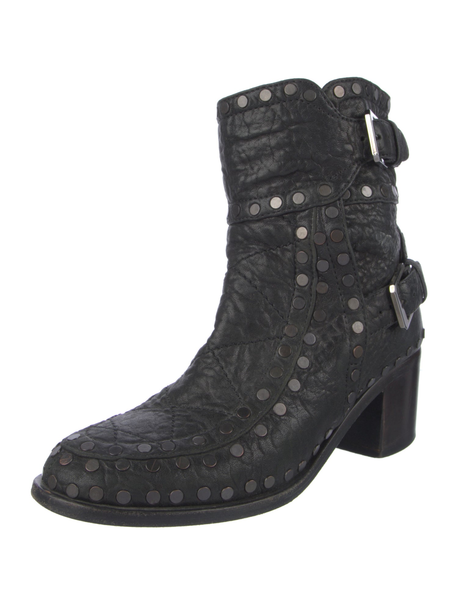 Laurence Dacade Leather Studded Accents Moto Boots